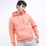 Men Peach Coloured Hooded Sweatshirt