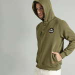 The Lifestyle Co Men Olive Green Solid Hooded Sweatshirt
