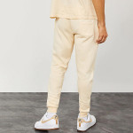 Men Cream-Colored Solid Slim Fit Cotton Joggers
