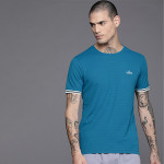 Men Teal Blue Brand Logo Printed Casual T-shirt