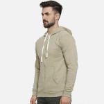 Men Olive Green Solid Hooded Sweatshirt