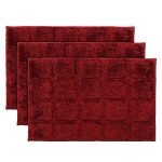 Pack Of 3 Maroon Textured Velvet Anti-Skid Doormat