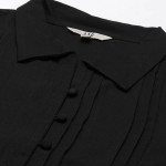 Black Solid Shirt Style Top