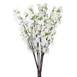 Set of 6 White Artificial Cherry Blossom Flower Sticks without Vase