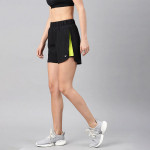 Women Black Solid Regular Fit Rapid dry Sports Shorts