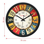 Multicoloured Round Printed Analogue Wall Clock 30 cm