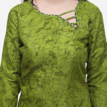 Green Cotton Blend Unstitched Dress Material