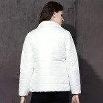 Women White Self Design Puffer Jacket