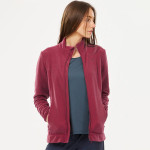 Women Red Solid Polyester Hiking Fleece Jacket