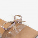 Women Beige Embellished Open Toe Flats with Bows