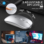Verilux Wireless Mouse Rechargeable, Upgraded Ultra Slim 2.4G Silent Cordless Mouse Computer Mice 1600 DPI with USB Receiver for Laptop PC Mac MacBook