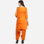 Women Orange Unstitched Dress Material