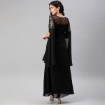 Black Embellished Slit Sleeves Maxi Dress