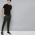 Men Olive Green Straight Fit Solid Track pants