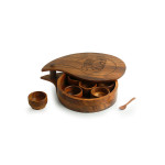 Brown Sheesham Wooden Hand Carved Spice Box With Lid