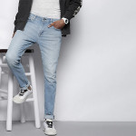Men Blue Skinny Fit Heavy Fade Stretchable Jeans