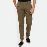 Men Olive Green Cotton Classic Slim Fit Trousers
