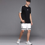 Men White & Black Club Brand Logo Printed Tennis Sports Shorts