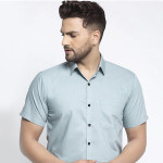 Men Sea Green Regular Fit Solid Casual Shirt