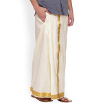 Cream Solid Double Layer Readymade Dhoti With Pocket