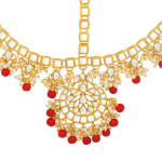 Karatcart Gold Plated Yellow Tumble Studded Kundan Choker Necklace Set