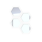 Set Of 4 White Solid Decorative Hexagon-Shaped Wall Mirrors