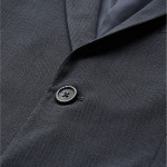 Men Navy Blue Slim Fit Self Design Smart Casual Blazer