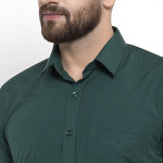 Men Green Slim Fit Solid Formal Shirt