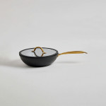 Signature Series Black & Gold-Toned Aluminum Frying Wok with Glass Lid