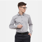 Men Grey Horizontal Stripes Striped Cotton Formal Shirt