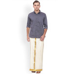 Cream Solid Double Layer Readymade Dhoti With Pocket