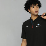 Men Black BMW M Polo Collar Motorsport T-shirt