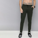 Men Olive Green Straight Fit Solid Track pants