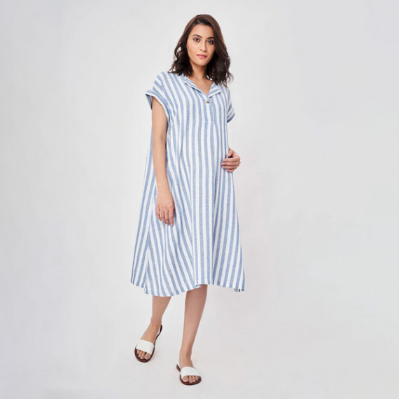https://fashionrise.in/products/blue-striped-maternity-shirt-midi-dress