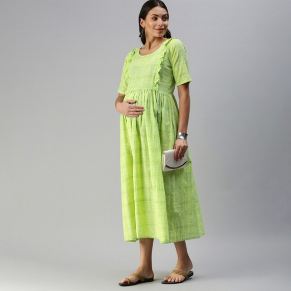 https://fashionrise.in/products/lime-green-woven-design-handloom-maternity-a-line-midi-dress