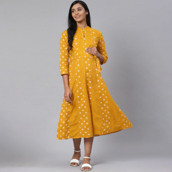 https://fashionrise.in/products/women-mustard-yellow-off-white-printed-pure-cotton-maternity-a-line-dress