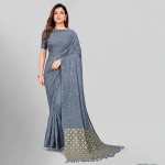 Grey & Gold-Toned Embellished Sequinned Pure Georgette Saree