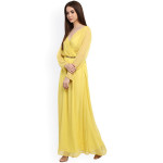 Women Yellow Solid Maxi Dress