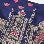 Pink & Navy Blue Woven Design Semi-Stitched Lehenga & Unstitched Blouse with Dupatta