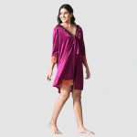 Satin Short Nighty With Robe Nightwear