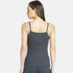 Women Charcoal Grey Solid Thermal Spaghetti Top