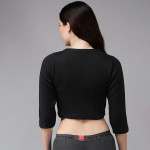 Women Black Solid Slim-Fit Cotton Thermal Top