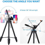 Osaka OS 550 Tripod 55 Inches (140 cm) with Mobile Holder and Carry Case for Smartphone & DSLR Camera Portable Lightweight Aluminium Tripod